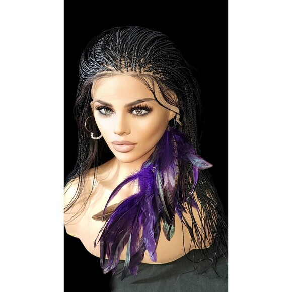 Jet Black Micro Million Braids Full Lace Wig NWT LONG - Picture 6 of 16